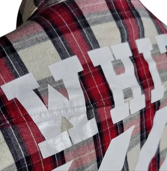 SS15 Off-White | Virgil Abloh | Button Up Flannel | Hazard Paint Logo | Oversize - Picture 8 of 16